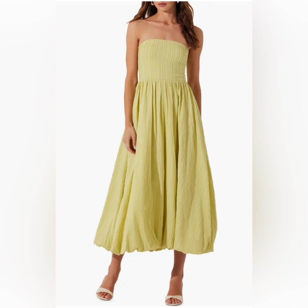 Astr Strapless Linen Blend Dress - Size S, Green